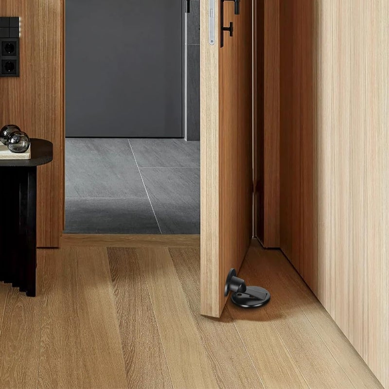 Gudui Magnetic Door Stoppers, Floor Mount Magnetic Door Stops, Stainless Steel Magnetic Door Holder Door Catch, Black Door Stoppers for Bottom of Door, 2 Pack - Image 5